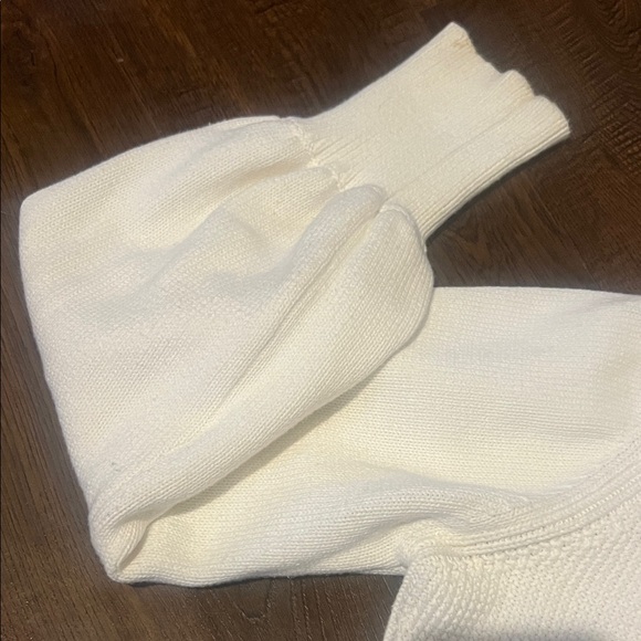 French Connection White Knit Sweater with Balloon Sleeves - Picture 2 of 5